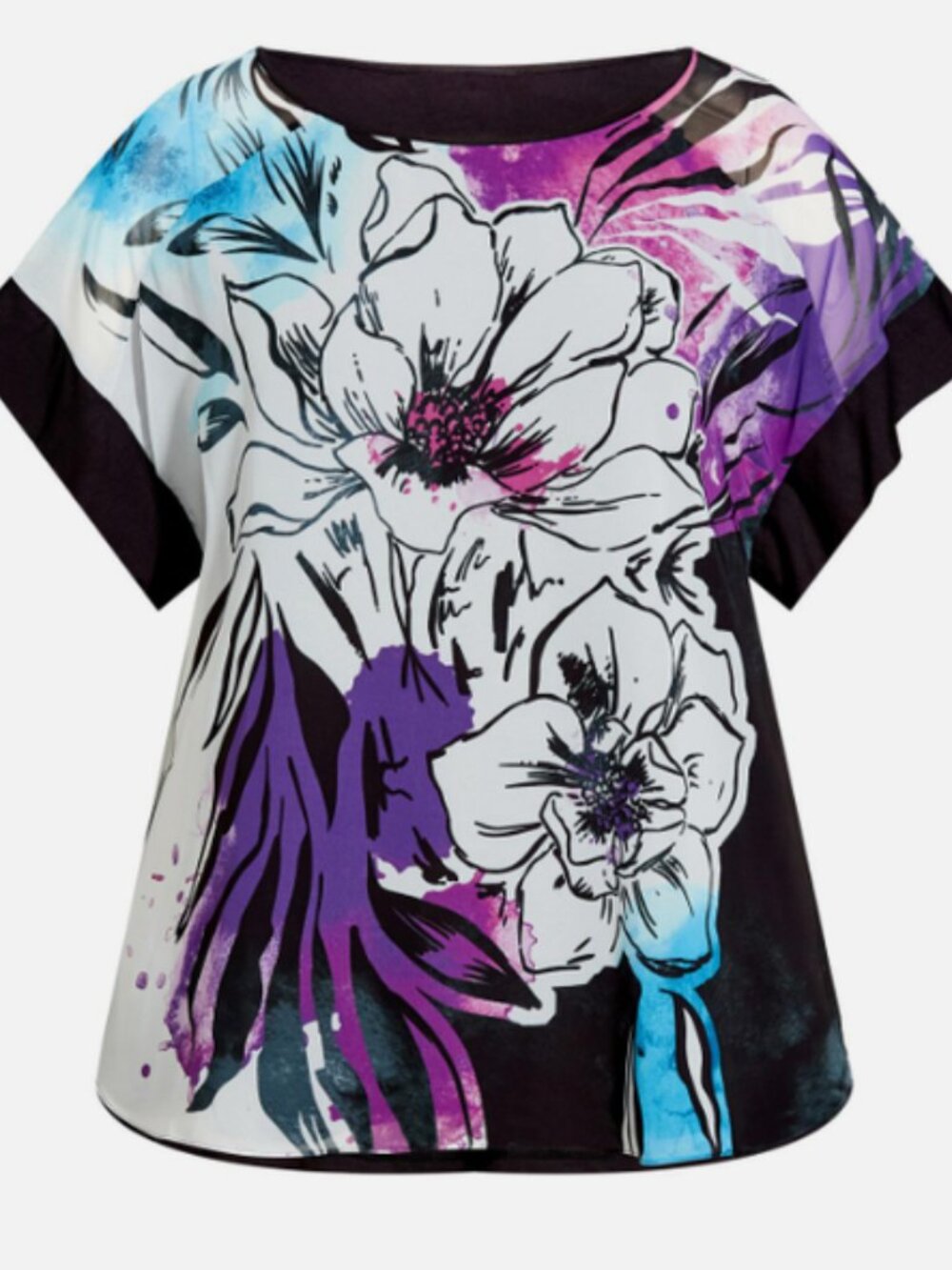 Avenue women's Evans White & Black Floral T-Shirt, Size 18, NWT